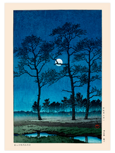 Kawase Winter Moon over Toyama Plain - Art Print